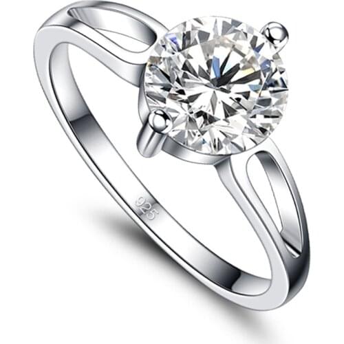 Luxury Zircon Cut Women Wedding Rings Crystal Second-line Design Band Graceful Bridal Accessories Fashion Silver Jewelry