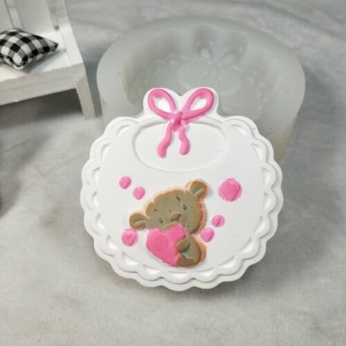 Cartoon Bear Baby Soap Mold Silicone Mold Baby Bib Soap Molds Clay Resin DW0192 PRZY Cute Moulds Eco-friendly