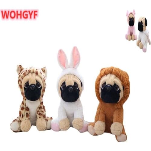 Changeable sanddog Pug plush toy cute animal soft stuffed doll dog cosplay dinosaur elephant kids toys birthday christmas gift