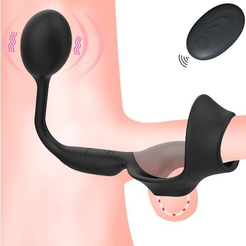 Vibrating Penis Massager Ring Dildo Sex Toys for Men Chastity Testicle Vibrator Wireless Remote Control Male Prostate Massager