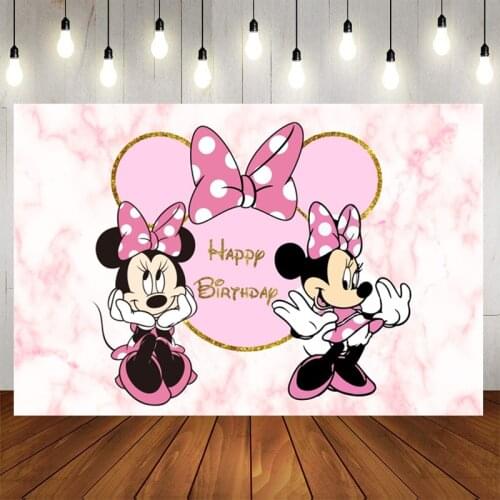 Minnie Mouse Girls Birthday Party Customizable Photography Backgrounds Vinyl Cloth Backdrop for Baby Shower Wedding Backdrop