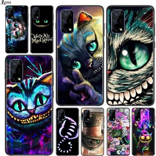 Wonderland Cat for OPPO Realme V15 X5 X3 X50 X7 X2 C17 C11 C3 C2 7 7i 6 6S 6i 5 Narzo 20 Pro Black Phone Case