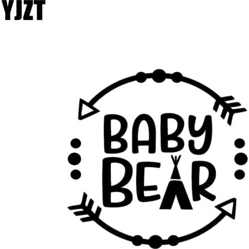 YJZT 14CM*13.9CM BABY BEAR Arrows Vinyl Decal Lovely Car Sticker Black Silver C10-02244
