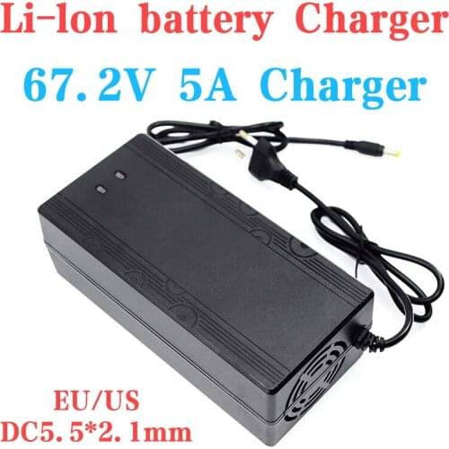 67.2V 5A Lithium Battery Charger 60V 5A Li-ion Fast Smart Charger 110V / 220V for 16S 60V ebike Scooter battery pack DC 5.5*2.1