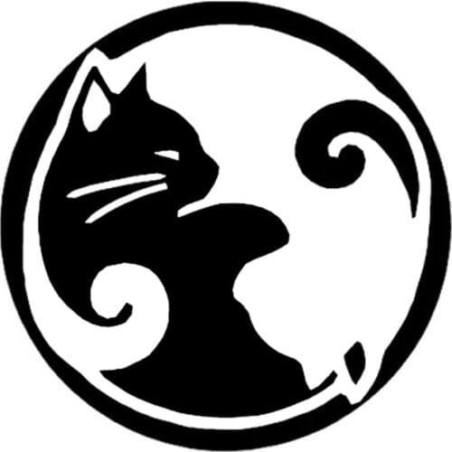 12*12CM Yin And Yang Cat Car Stickers Decals Cartoon Animal Decorative Motorcycle Car Accessories C6-0389