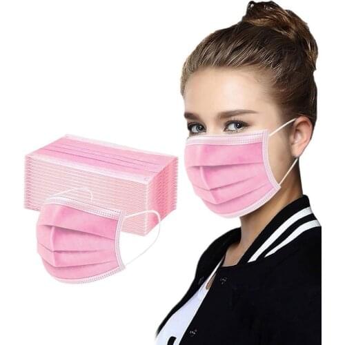 50pcs Black Disposable Non-woven Fabric Mask Face Mask Fashion Breathable 3 Layers Mouth Cover Halloween Cosplay Mask