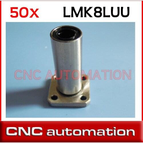 50pcs LMK8LUU Lengthening Square Flange Linear Bearings 8mm shaft