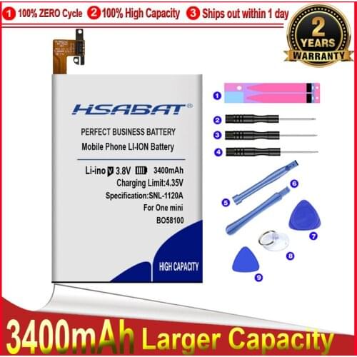 HSABAT 3400mah Battery Use for htc one mini m4 601s 601e 601n 603e BO58100