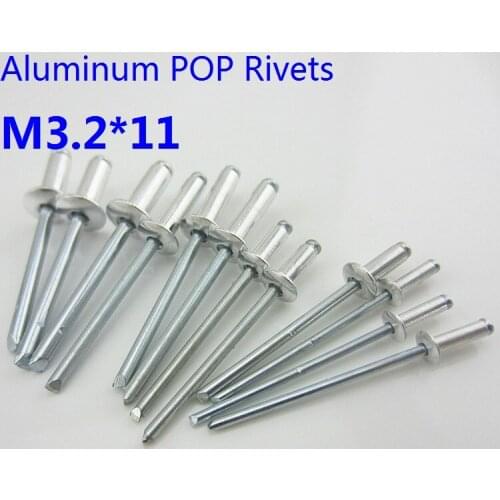 1000pcs/Lot Aluminum M3.2*11 3.2X11MM Domed round head pop rivets open end round head rivets decoration rivets metal fastners