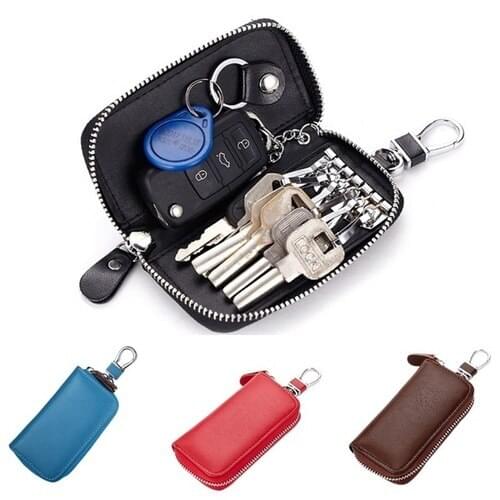 Car Key Holder Wallets PU Leather Keychain Covers Zipper Key Case Keys Housekeeper Organizer Genuine Leather Car accessories