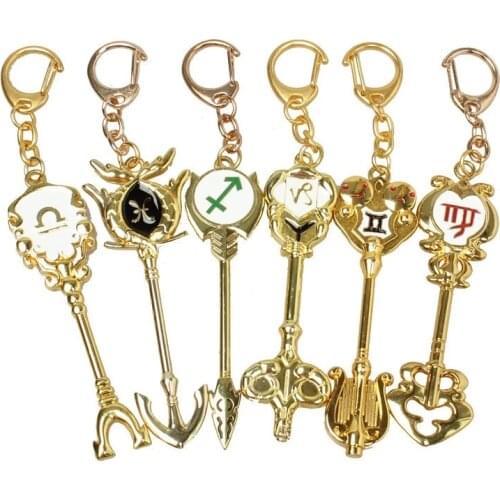 Cartoon Anime Fairy Tail Constellation Keychain Zodiac Star Spirit Magician Summons Lucy Key Keyring Key Chains Cosplay Gifts