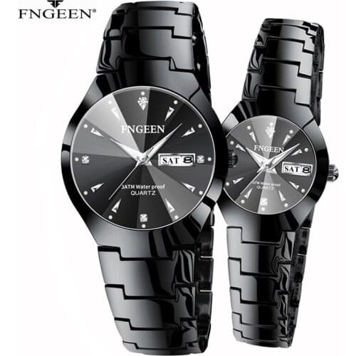 FNGEEN Couple Watch Luminous Fashion Waterproof Quartz Mens Watch Ultra-thin Mens Watch Ladies Watch Relogio Masculino 2020
