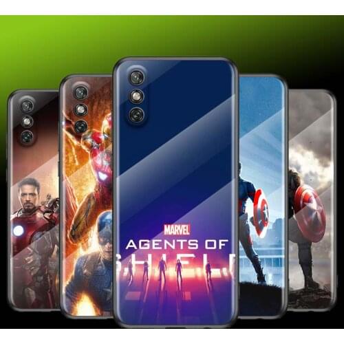 Tempered Glass Cover Marvel Super Hero Captain For Huawei Y6 Y7 Y9 Y5P Y6P Y8S Y8P Y9A P Smart Z 2019 2020 2021 Phone Case
