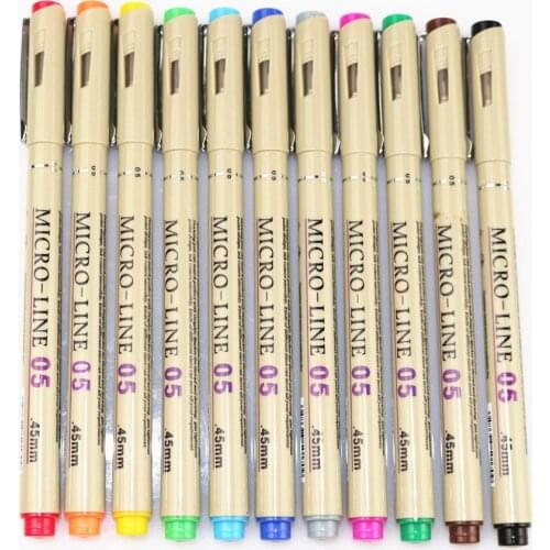 Colorful 11 Colors Needle Drawing Pen 0.45mm Fineliner Animation Design Drawing Graphic Fabric Art Marker