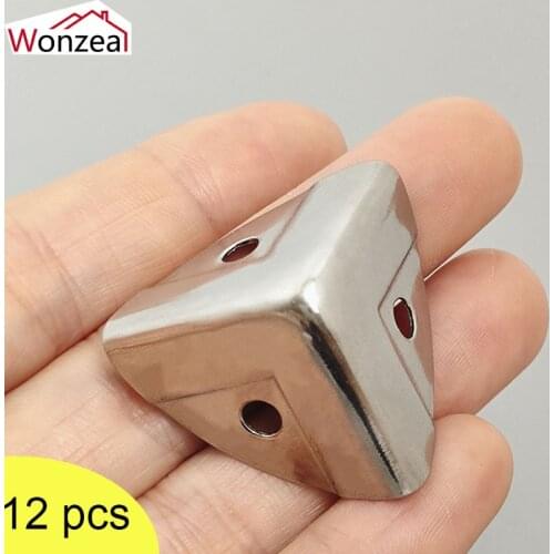 12pcs Decorative Antique Silver Style Old-Fashioned Corner Protector Jewelry Wine Gift Box Wooden Case Metal Brackets Stand