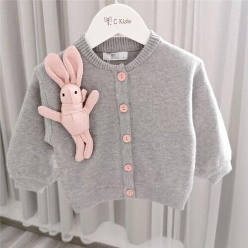 Toddler Outfits Newborns Baby Christmas Sweater 2019 Autumn Winter New Toddler Girl Sweater with Rabbit Doll Girls Outwear 2-6Y