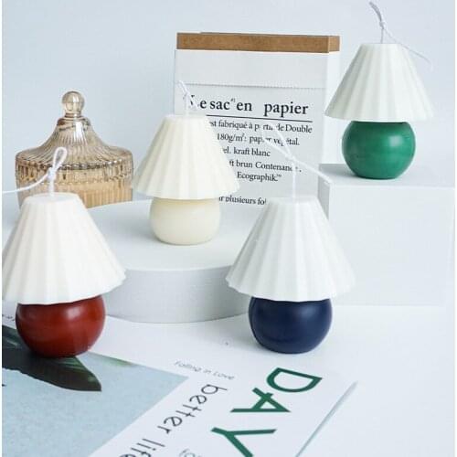 Lamp Shape Candle Molds Two-piece Scented Candle Mould Pleated Lamp Candle Mould Aromatherapy Silicone Mold Candle Making Molds