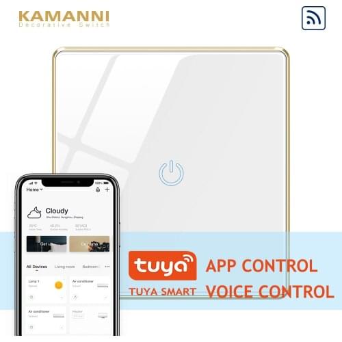 Kamanni WiFi Touch Light Switch 1 Gang 1 Way Tuya APP Control,Voice Control,1/2/3 Gang Black/Golden/Grey/White 4 Colors Optional