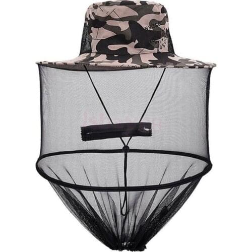 Camouflage Fishing Hat Bee keeping Insects Mosquito Net Prevention Cap Mesh Fishing Cap Outdoor Sunshade Lone Neck Head Cover