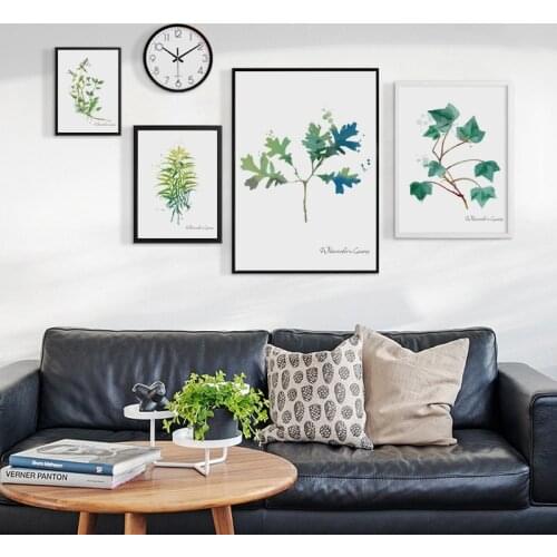 07G Fresh Watercolor Plant Leaves A4 A3 Canvas Painting Art Print Poster Picture Wall Living Room Lounge Home Decoration Mural