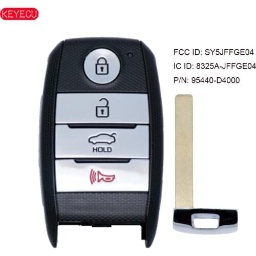 KEYECU Smart Remote Key 4 Button 433MHz HITAG3 NCF2952X for Kia Optima 2016-2020 FCCID: SY5JFFGE04 P/N: 95440-D4000 /95440-D5000