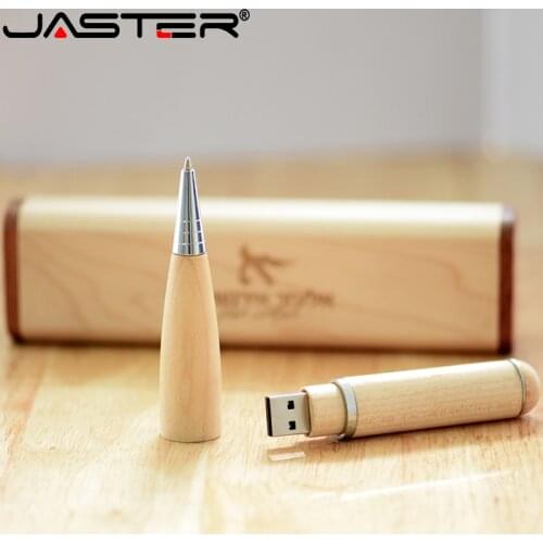JASTER hot selling creative Wooden usb drive fountain pen USB+BOX (free logo) USB 2.0 flash drive 16GB 32GB 64GB 128GB pendrive