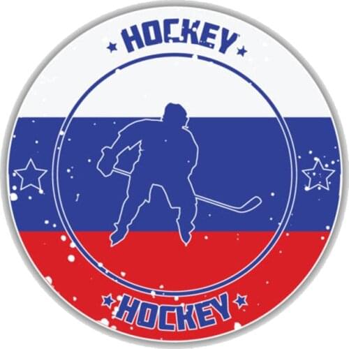 Hot Sell Personality Car Sticker Russia Flag Hockey Sport Decal Accessories Vinyl PVC 13cm*13cm Motorcycle Waterproof