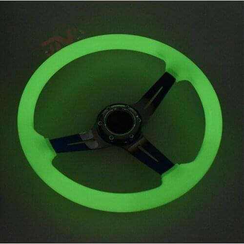 Modified Car Steering Wheel Brunt Grilled Blue Spoke Racing Drift Sport Steering Wheel Glow in the Dark