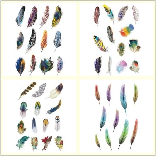 Car Stickers Colorful Feathers Graffitie Creative Decals For Laptop Tabl Reflective PVC Auto Tuning Styling 28x19cm D15