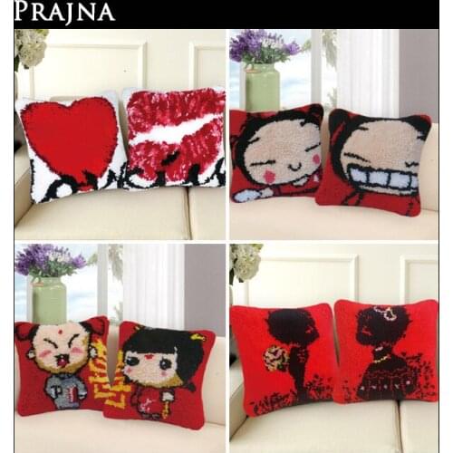 Knooppakket Latch Hook Pillow Mat/Cover DIY Cartoon Latch Hook Cushion Embroidery Craft Cross Stitch Foamiran For Needlework