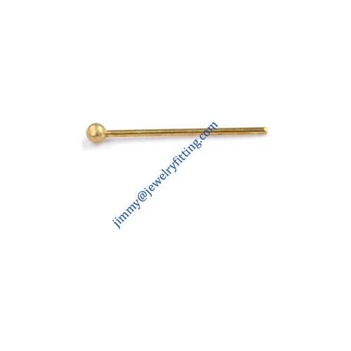 Jewelry Making findings Raw brass Ball head Pins Ball pins wholesale 0.5*12mm with 1.5mm beads shipping free