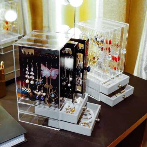 Large-capacity Earrings Jewelry Storage Box Transparent Necklace Display Stand Multifunctional Jewellery Ornaments Organizer