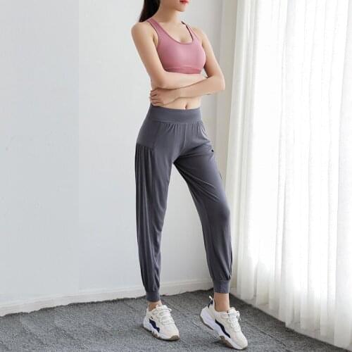 Autumn New Sports Pants Women Loose Beam Foot Closing Running Fitness Pants Thin Section Quick-Drying High Waist Yoga Pants