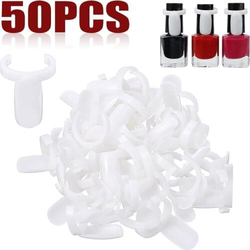 50pcs Pro Nail Display Ring Style Nail Tips Nail Polish UV Gel Display Showing Practice White Plastic Manicure Tool