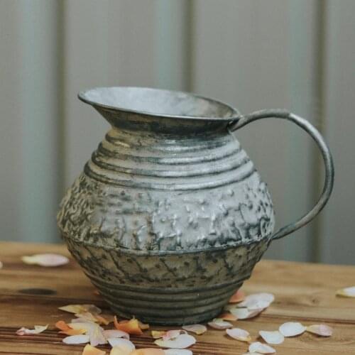 Retro vintage chic zinc flower pot vase