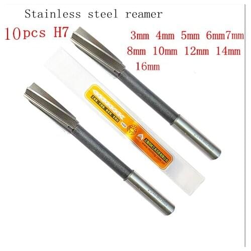 10pcs H7 HSS Stainless steel spiral reamer 3MM 4 5 6 7 8 10 12 14 16 Reaming cutter rotating tool craftsman Core drill bit