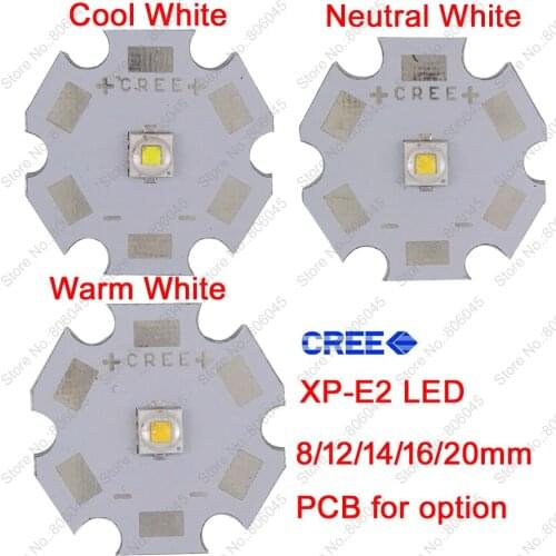 5x Cree 5W XPE2 XP-E2 High Power LED Emitter Diode on 8mm/ 10mm/ 12mm/ 14mm/ 16mm/ 20mm PCB, Neutral White/Warm White/Cool White