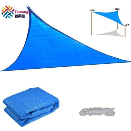 Tewango 160GSM HDPE SunShade Sail Heavy Duty Sun Shelter Blue T riangle UV Block Net Garden Patio Canopy Outdoor Protection