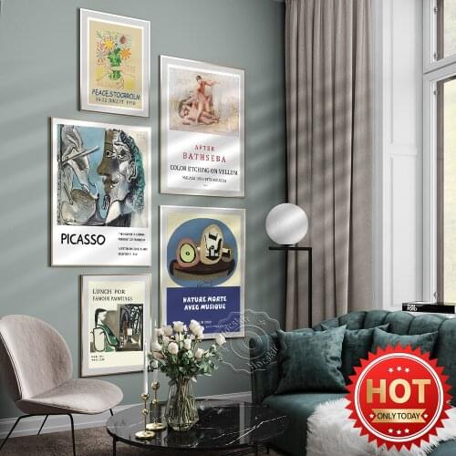 Pablo Picasso Museum Exhibition Poster, Famous Paintings Lunch For Wall Picture, Picasso Vintage Abstract Art Home Decor Mural