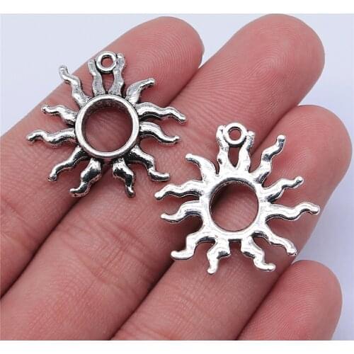 WYSIWYG 4pcs 25x24mm Antique Silver Color Gold Color Sun Charms For Jewelry Making DIY Jewelry Findings