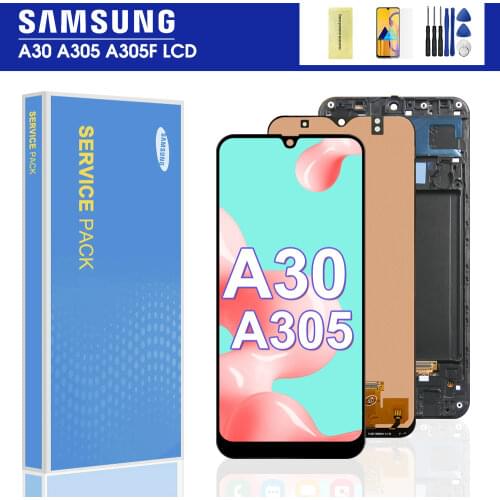 6.4'' Display For SAMSUNG GALAXY A30 A305/DS A305FN A305G A305GN A305YN LCD Touch Screen Digitizer with frame Assembly