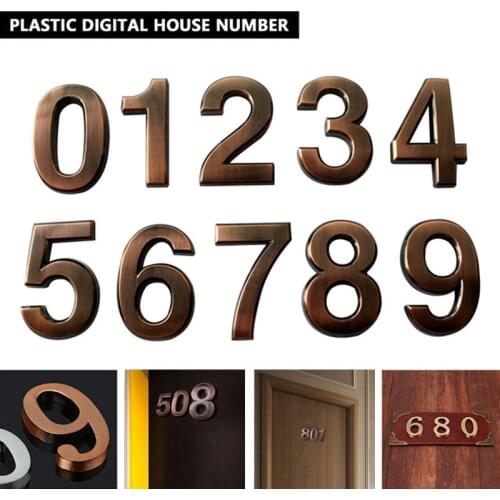 1pc 5cm 0-9 Modern Plaque Number Digits Sticker Plate Bronze Color Door Number Sign Apartment/Hotel/Car DIY Logo