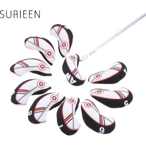 10pcs Neoprene Golf Club Head Cover Set Wedge/ Iron/ Putter Headcover Protector Protect Boots Case Golfer Training Accessories