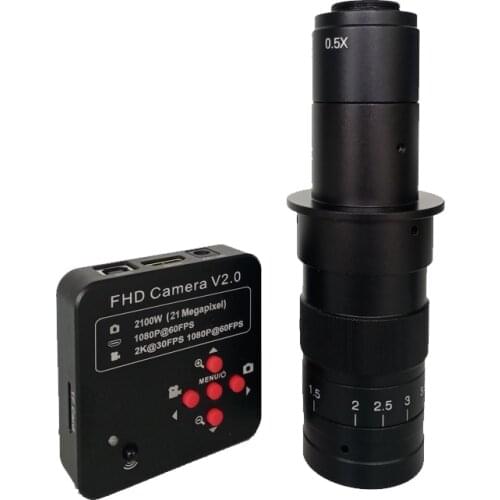 1080P 60FPS 2K 2100W 21MP HDMI USB Digital Video Microscope Camera+180X 300X C-Mount lens microscopio