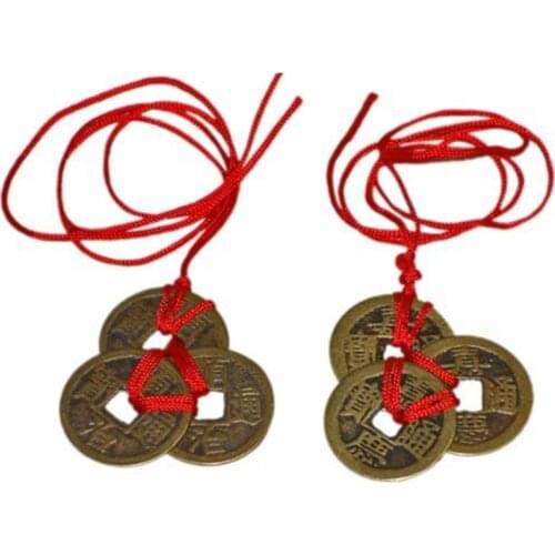2pcs Chinese Good Luck Coins Wealth Success Fortune Copper Alloy Birthday Gifts Pendant Feng Shui Wealth Home Car Decoration