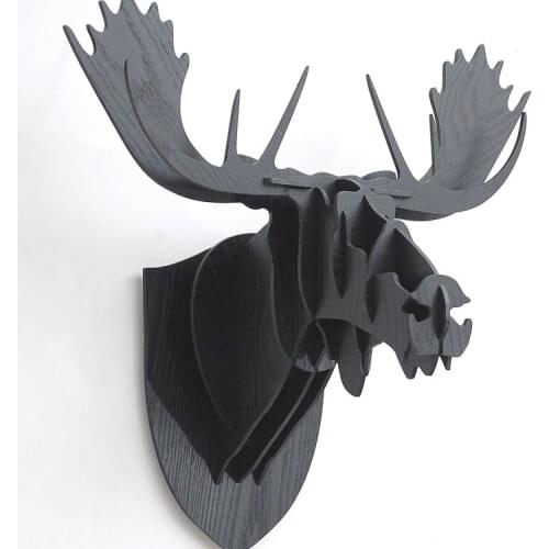 3D PUZZLE WOODEN DIY CREATIVE MOOSE HEAD WALL-MOUNTED WOOD GIFT CRAFT HOME DECOR MURALS NORDIC MOOSE ANIMAL HEAD WALL DECORATION