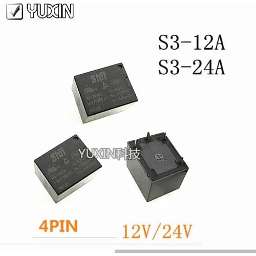 5PCS/LOT 100% NEW Power Relay SHOI S3-12A 12VDC S3-24A 24VDC 4PIN 10A DC12V 12V DC24V 24V