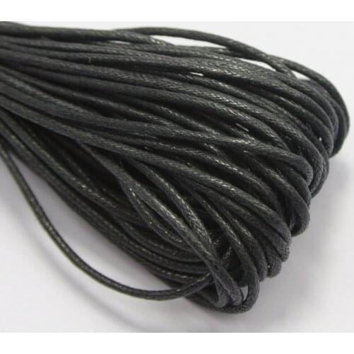 50 Meters Black Waxed Cotton Beading Cord 1.5mm Macrame Jewelry String