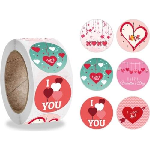 500Pcs/Roll Valentines Day Round Stickers Labels Party Handmade Gift Tags Decor DIY Packaging Seal Labels Stationery Stickers