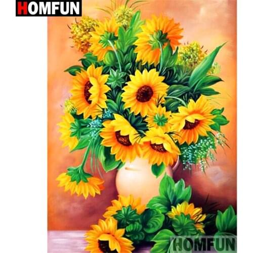 HOMFUN Full Square/Round Drill 5D DIY Diamond Painting "Sunflower flower" 3D Diamond Embroidery Cross Stitch Home Decor A19248